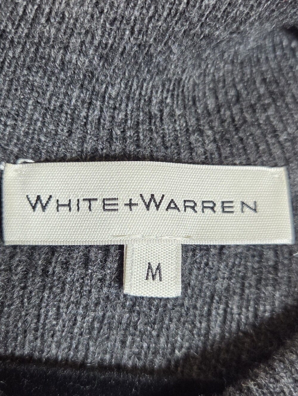 White + Warren Cashmere Sweater Dress Mock Neck Short Sleeve Ribbed Knit Gray - Picture 3 of 8